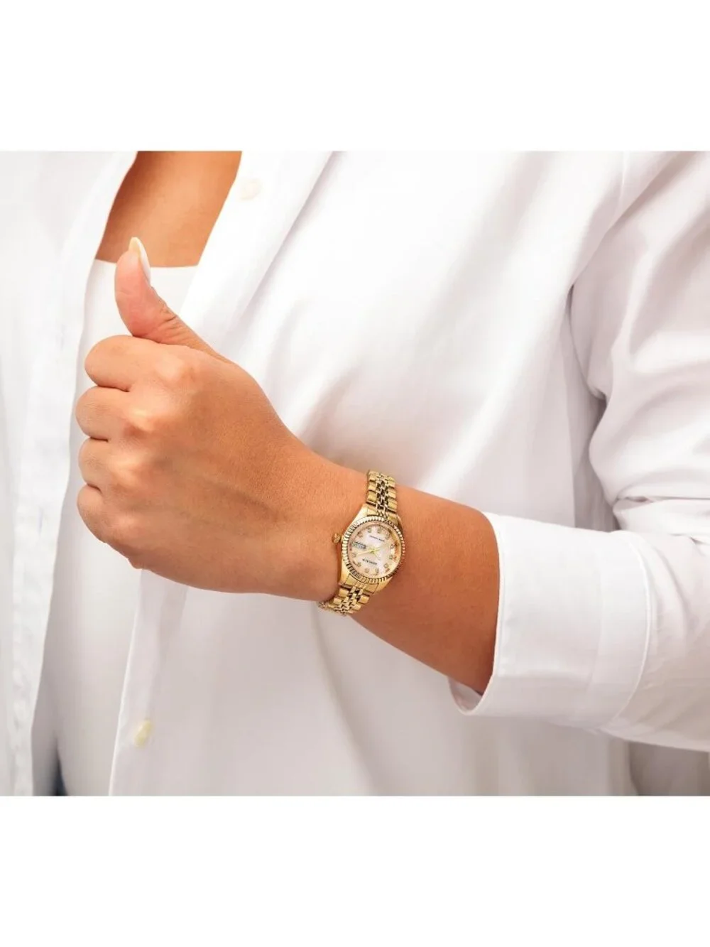 Armitron Women's Gold Pink Genuine Crystal Accented Bracelet Round Luxury Watch - Picture 5 of 6